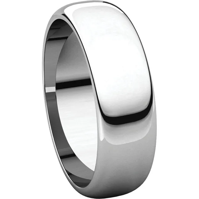 Platinum 6mm Half Round Band, Size 11