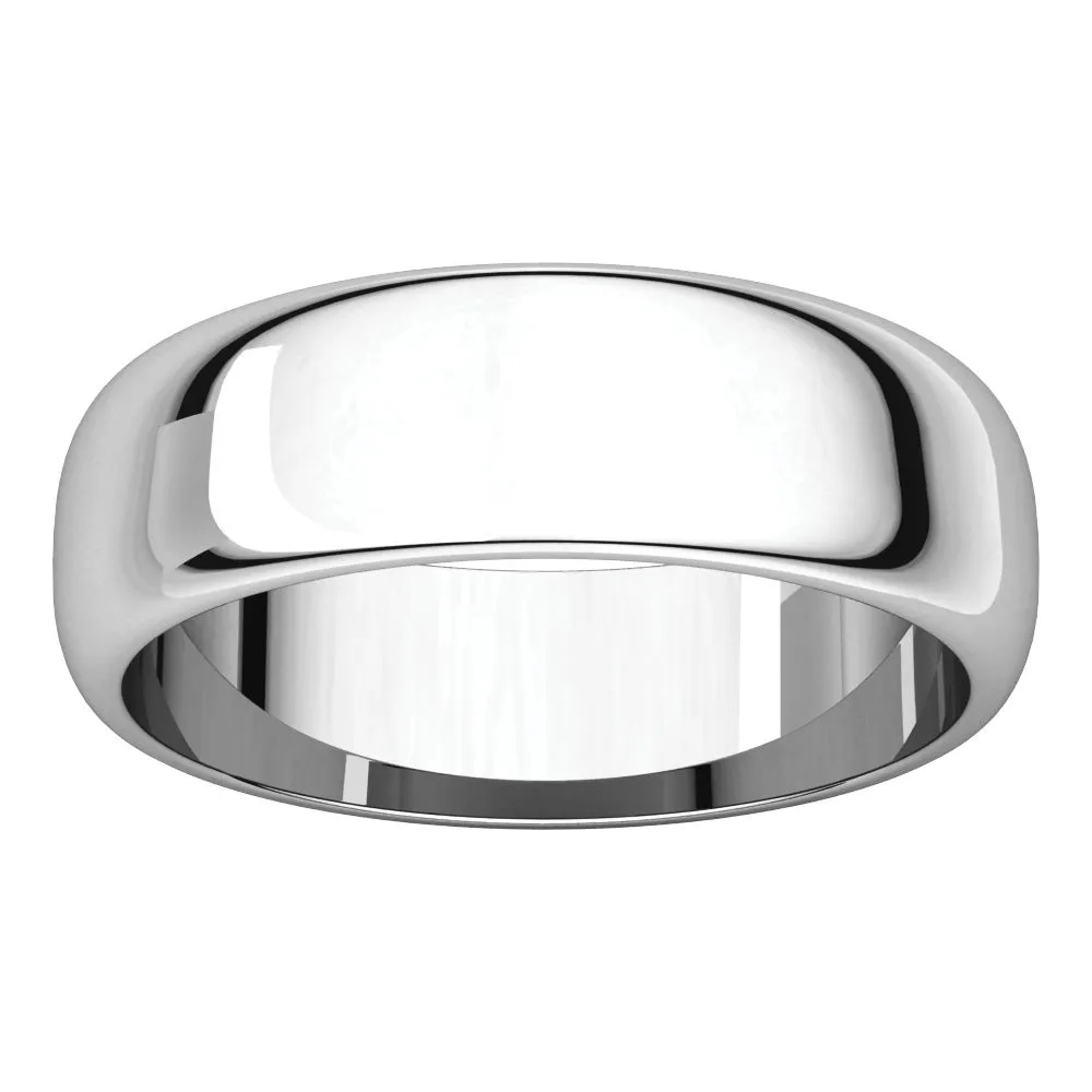 Platinum 6mm Half Round Band, Size 11