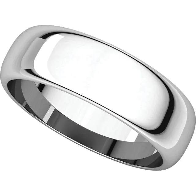Platinum 6mm Half Round Band, Size 11