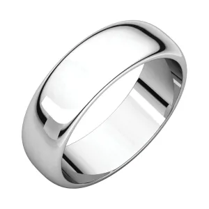 Platinum 6mm Half Round Band, Size 11