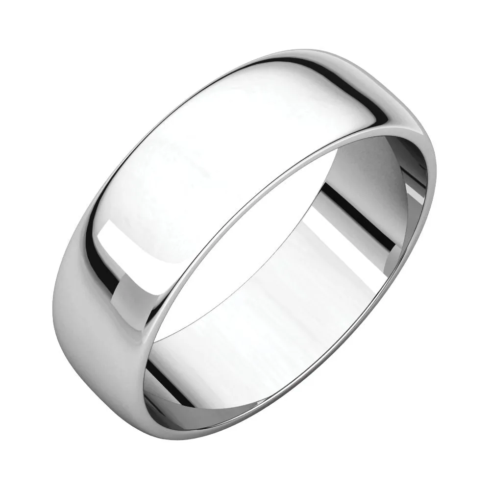 Platinum 6mm Half Round Light Band, Size 10
