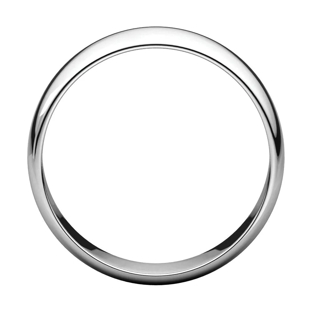 Platinum 6mm Half Round Light Band, Size 10