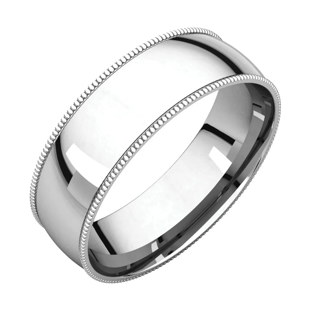 Platinum 6mm Light Comfort Fit Milgrain Band , Size 9