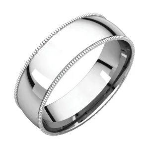 Platinum 6mm Light Comfort Fit Milgrain Band , Size 9