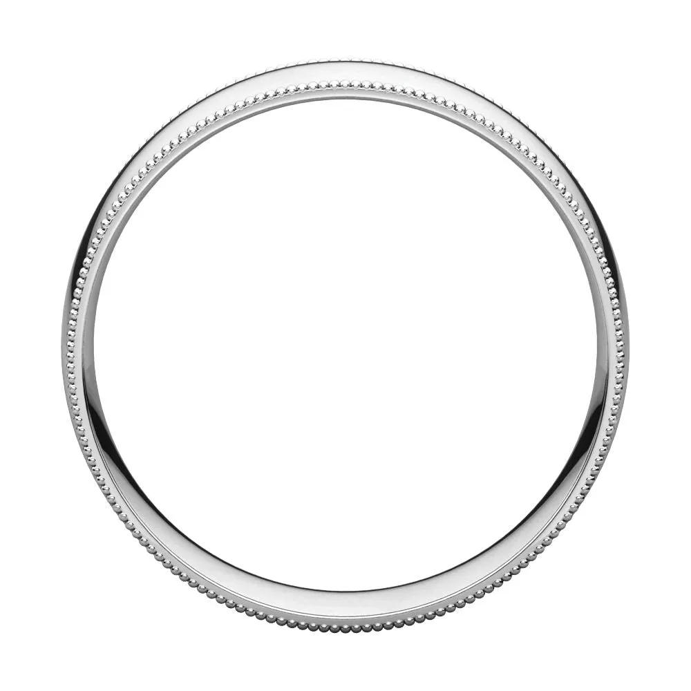 Platinum 6mm Light Comfort Fit Milgrain Band , Size 9