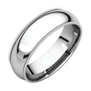Platinum 6mm Milgrain Comfort Fit Band, Size 11