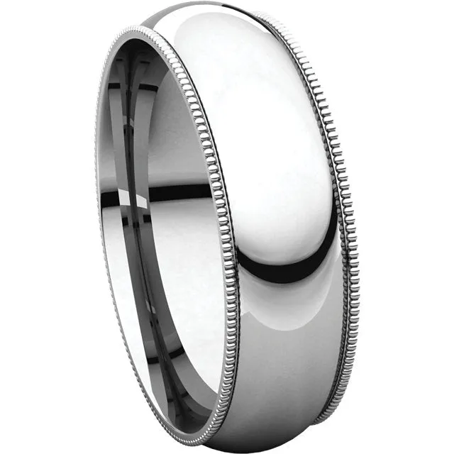 Platinum 6mm Milgrain Comfort Fit Band, Size 11