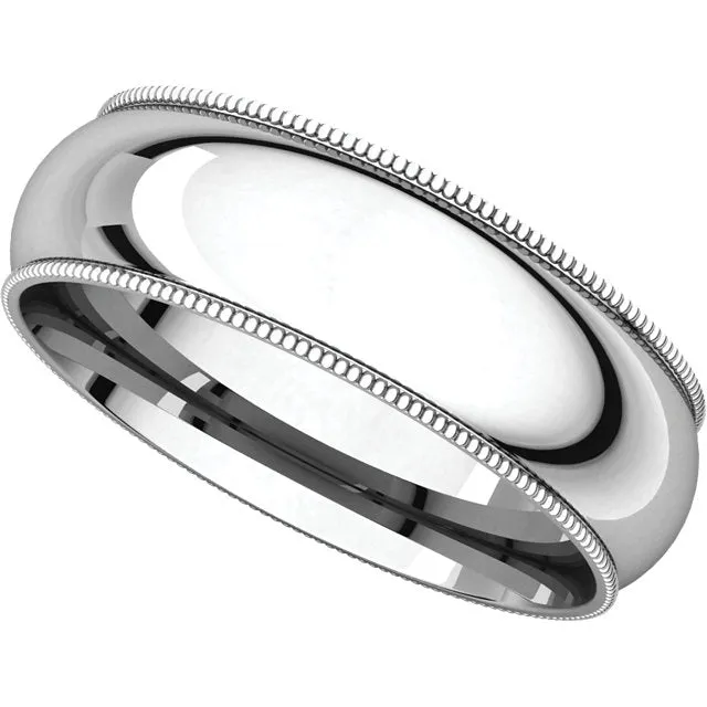 Platinum 6mm Milgrain Comfort Fit Band, Size 11