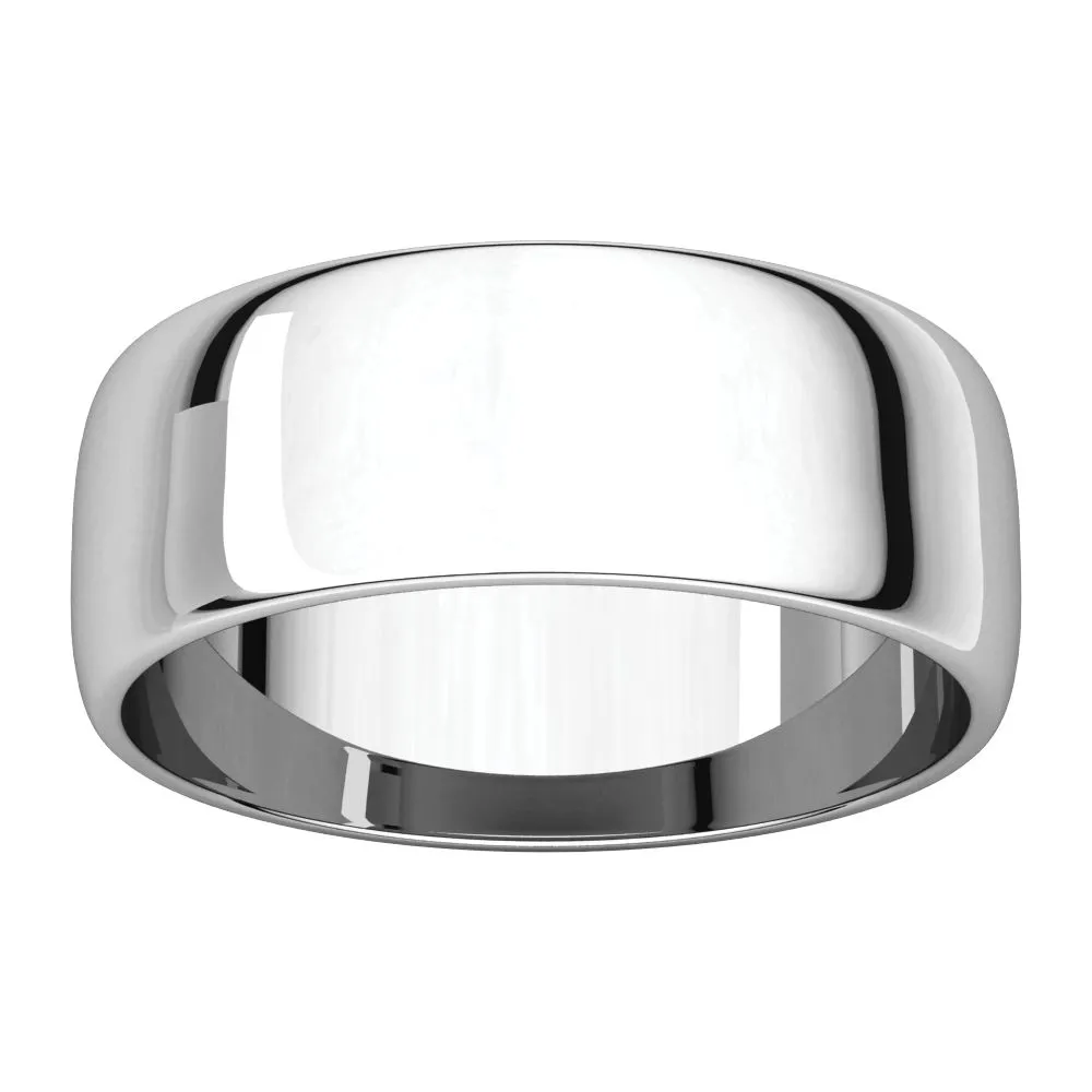Platinum 7mm Half Round Light Band, Size 12
