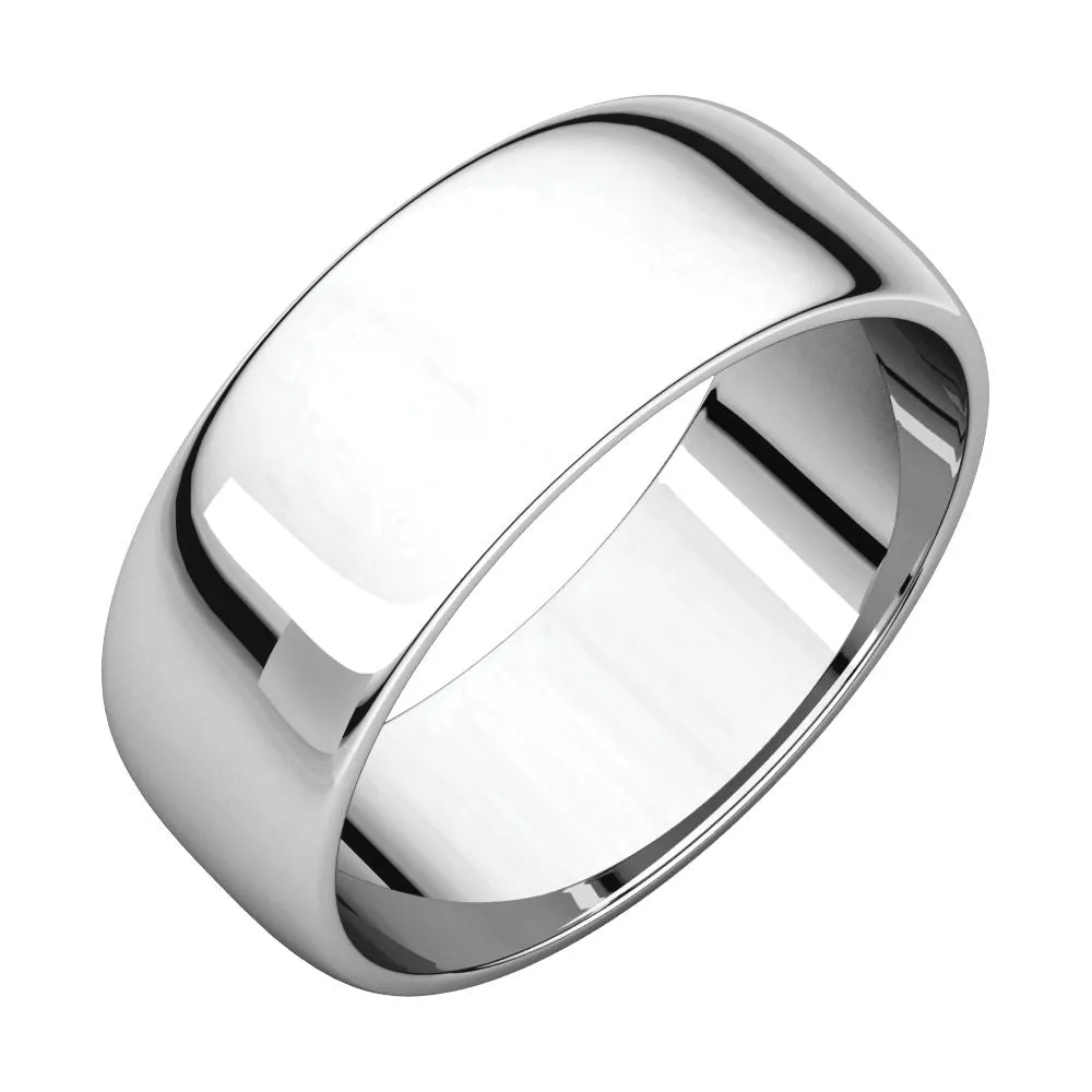Platinum 7mm Half Round Light Band, Size 12