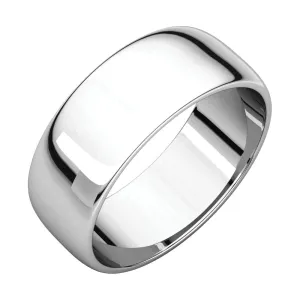 Platinum 7mm Half Round Light Band, Size 12