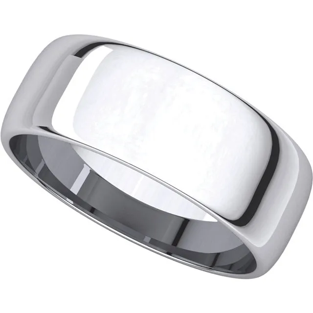 Platinum 7mm Half Round Light Band, Size 12