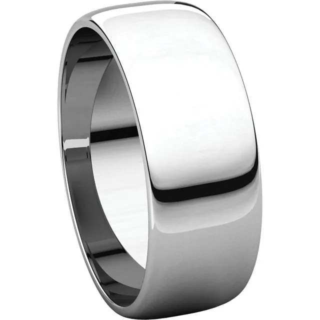 Platinum 7mm Half Round Light Band, Size 12