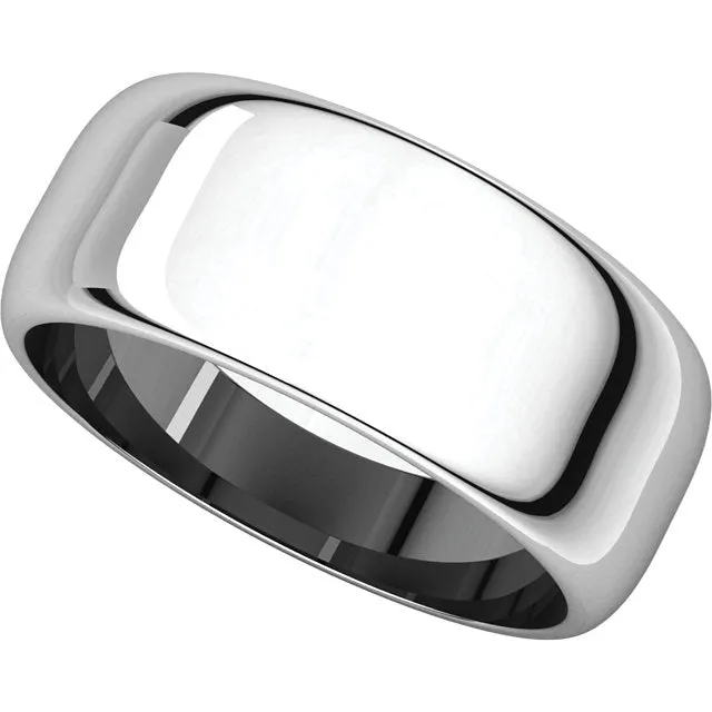Platinum 8mm Half Round Band, Size 10