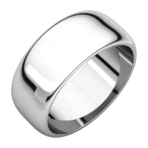 Platinum 8mm Half Round Band, Size 10
