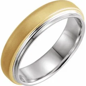 Platinum & 18K Yellow 6 mm Edged Band with Brushed Finished Size 10