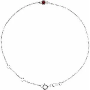 Platinum Natural Mozambique Garnet Bezel-Set Solitaire 6 1/2-7 1/2" Bracelet