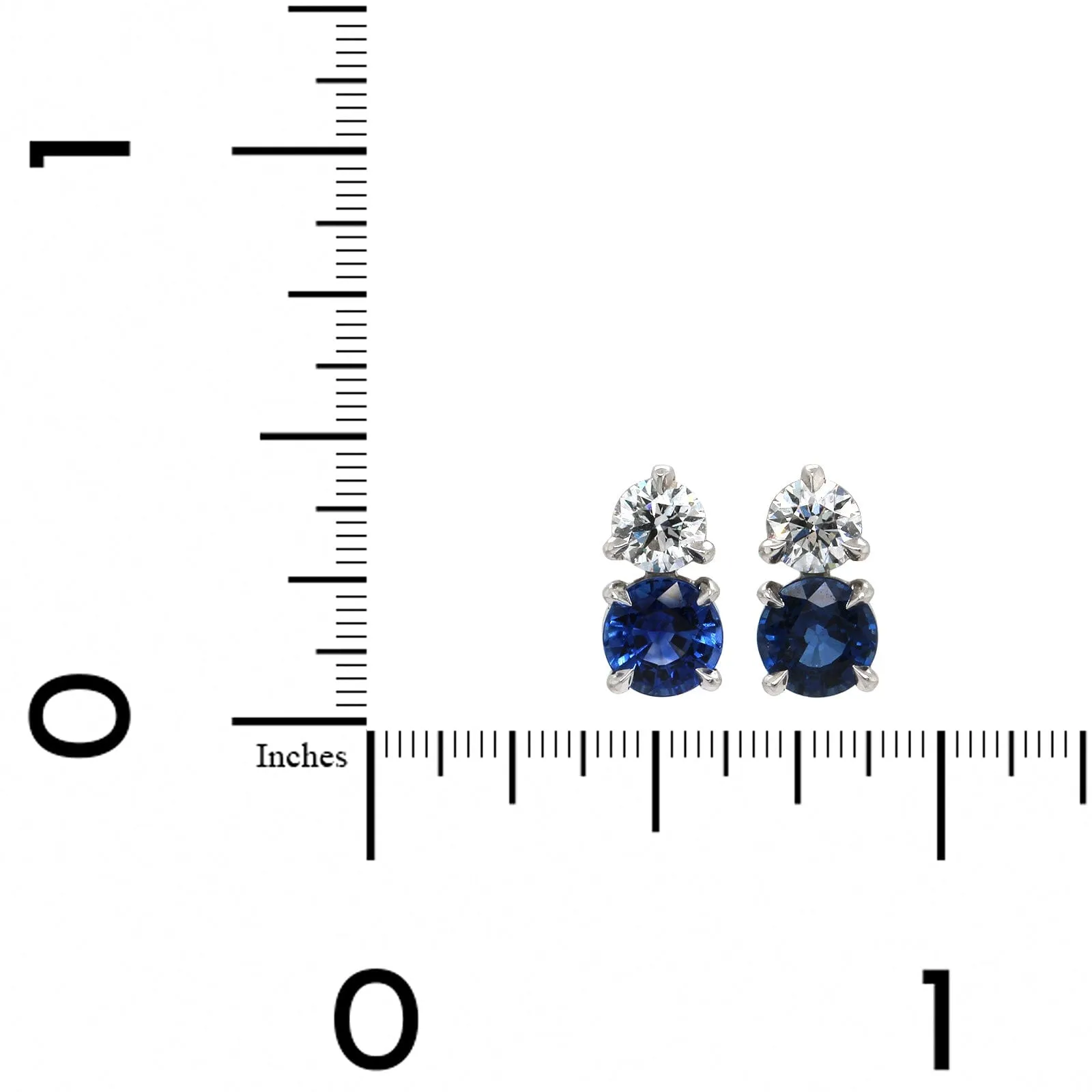 Platinum Sapphire and Diamond Stud Earrings