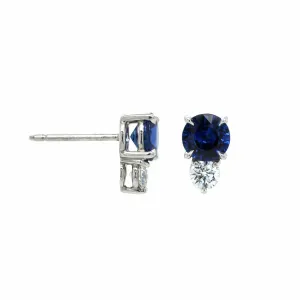 Platinum Sapphire and Diamond Stud Earrings