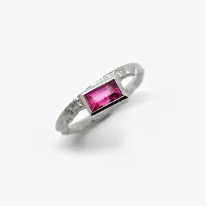 PLATINUM TREASURE RING - PINK BAGUETTE SAPPHIRE