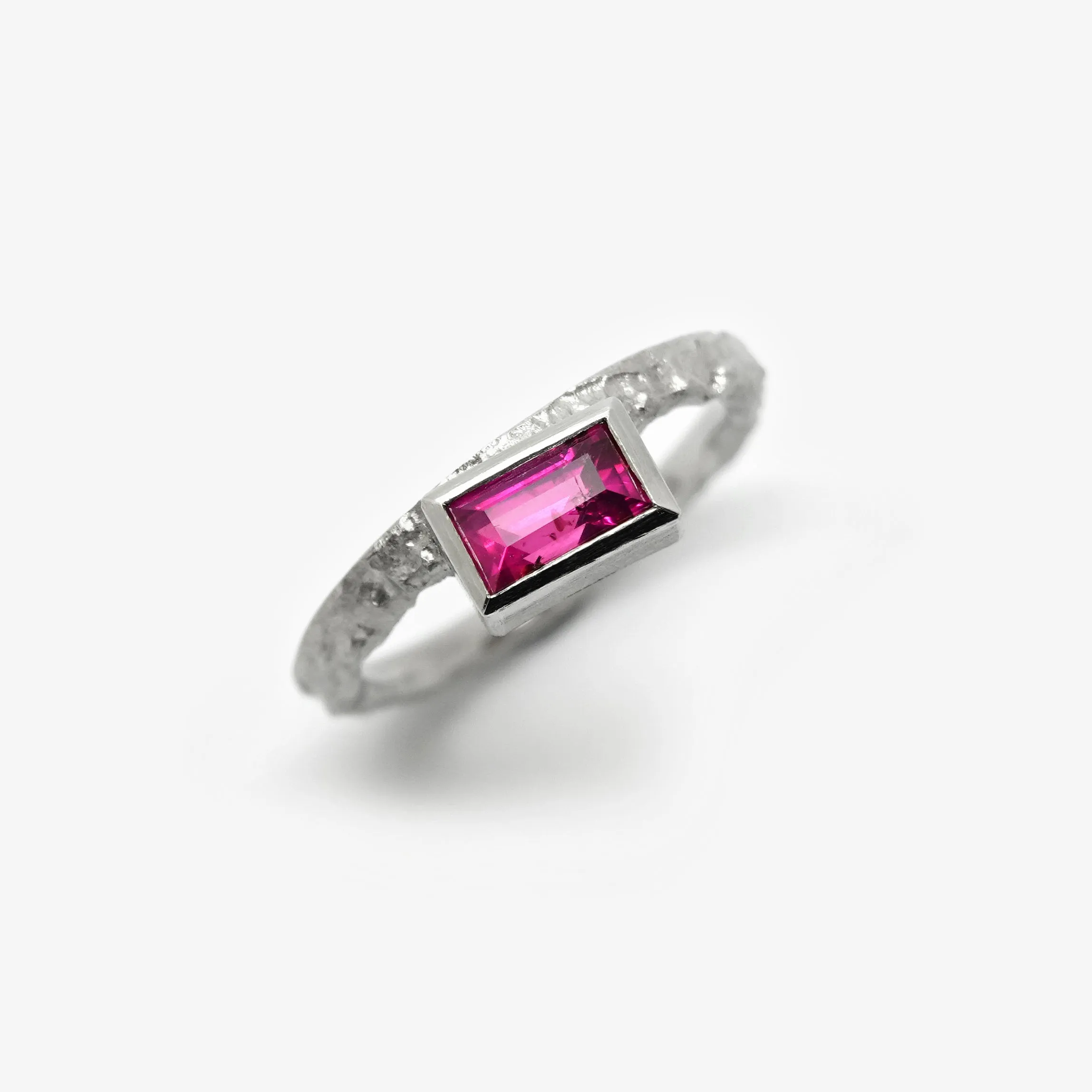 PLATINUM TREASURE RING - PINK BAGUETTE SAPPHIRE
