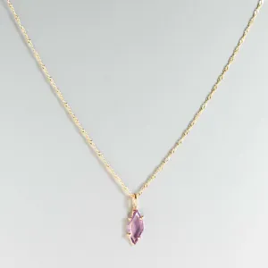 Portrait-Cut Pink Sapphire Necklace in 14k Gold