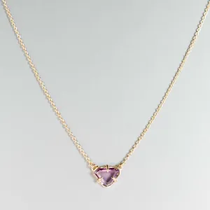 Portrait-Cut Pink Sapphire Necklace in 14k Gold