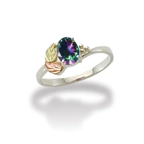 Pretty Mystic Fire Topaz - Sterling Silver Black Hills Gold Ring