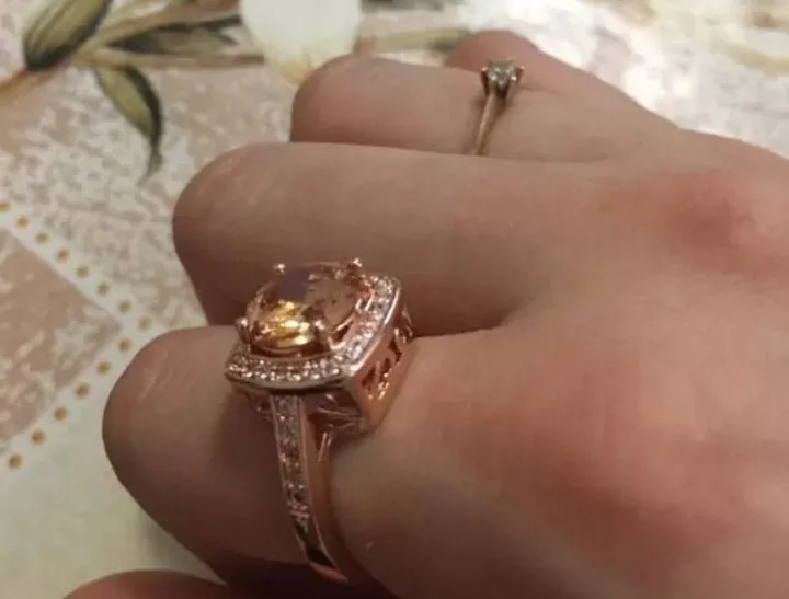 Princess Zircon Gemstones Ring 18K Rose Gold Engagement Jewelry