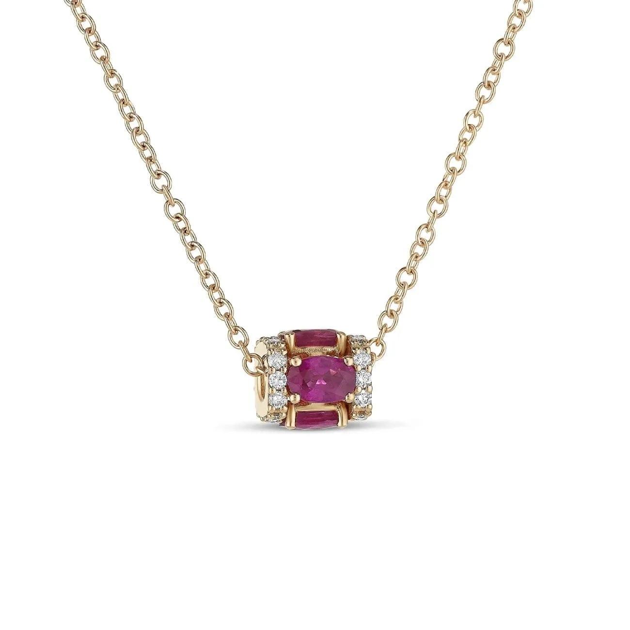 Procida 18K Rose Gold Rubies & Diamond Pendant Necklace
