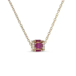 Procida 18K Rose Gold Rubies & Diamond Pendant Necklace