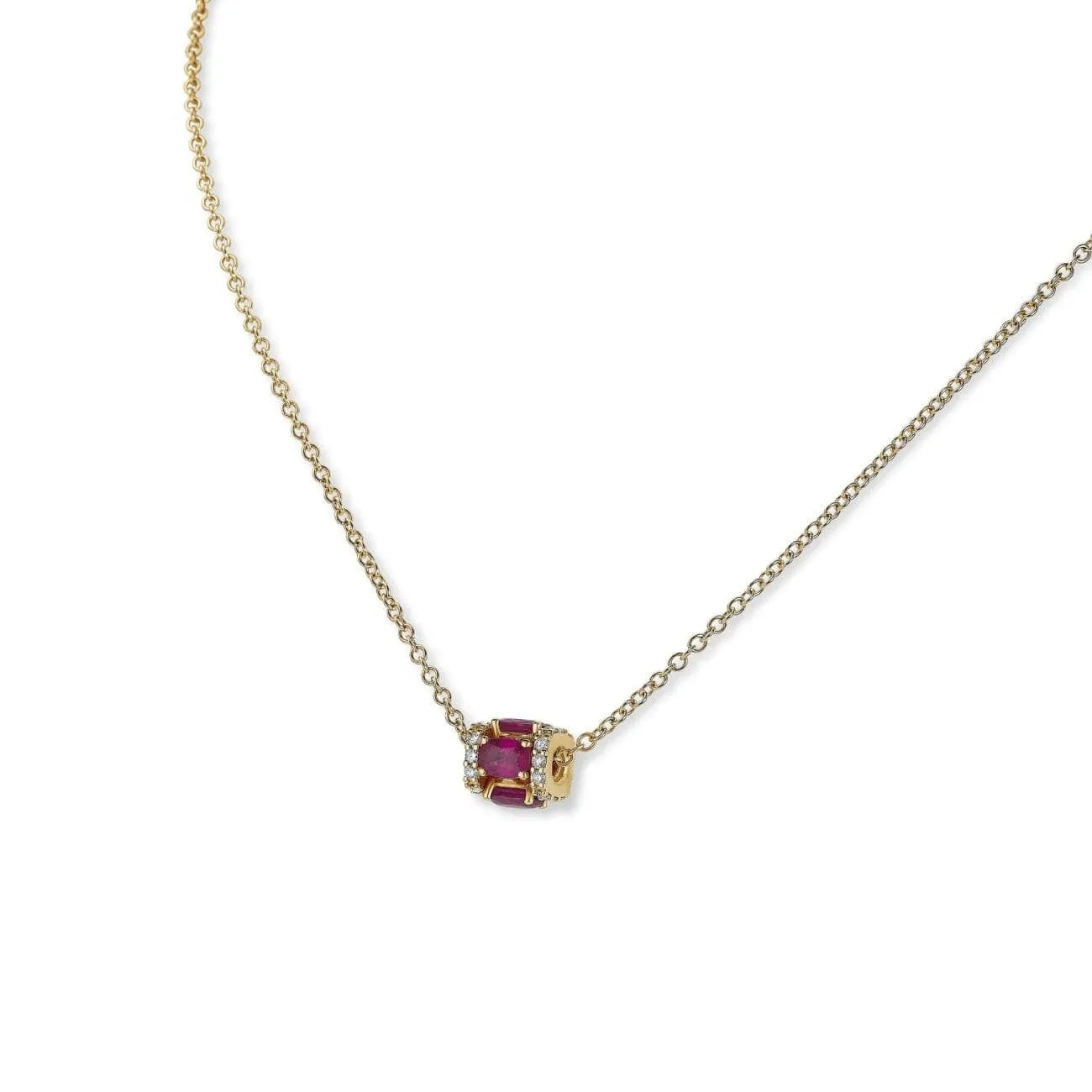 Procida 18K Rose Gold Rubies & Diamond Pendant Necklace