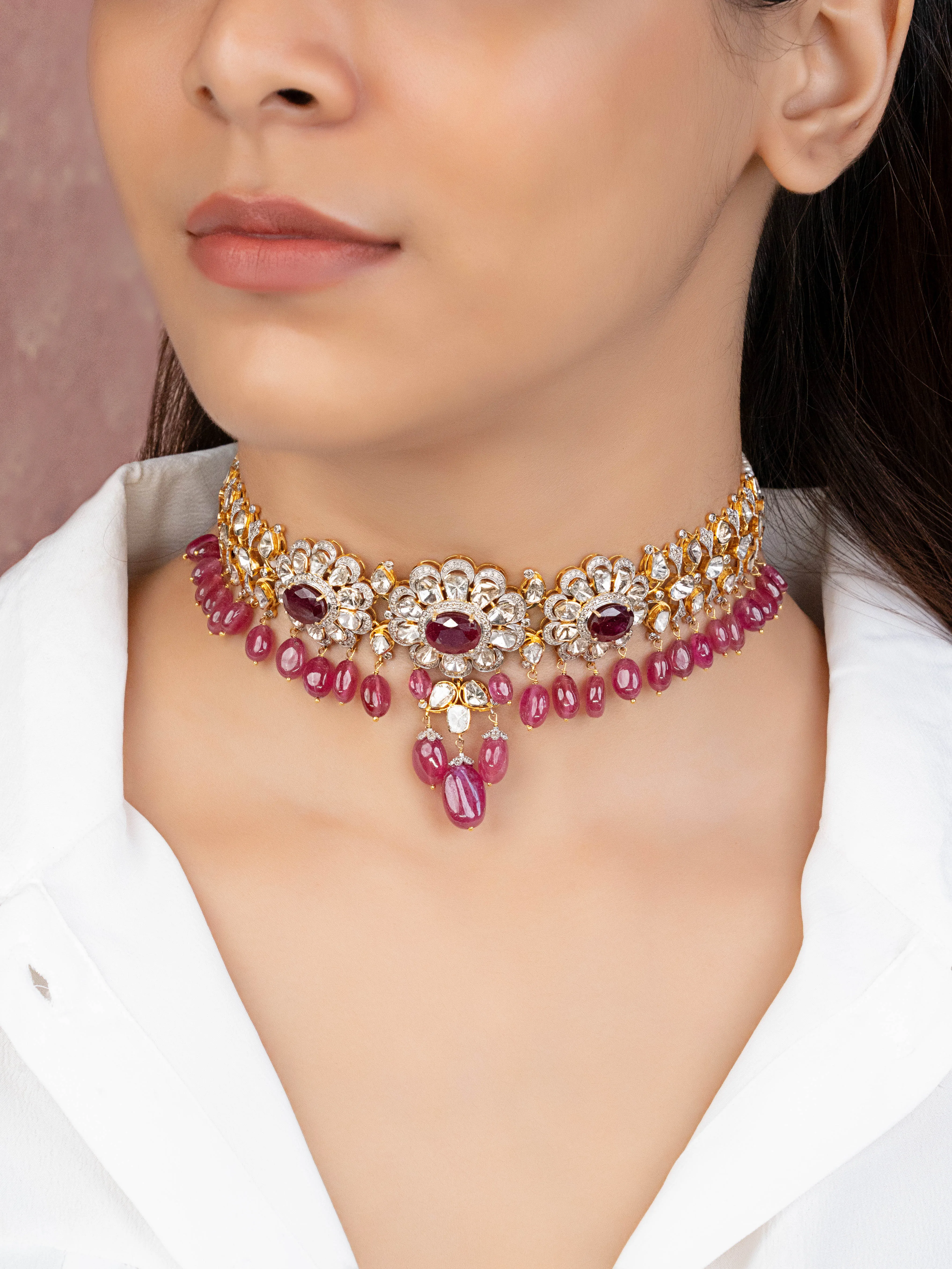Raveena Polki And Diamond Choker