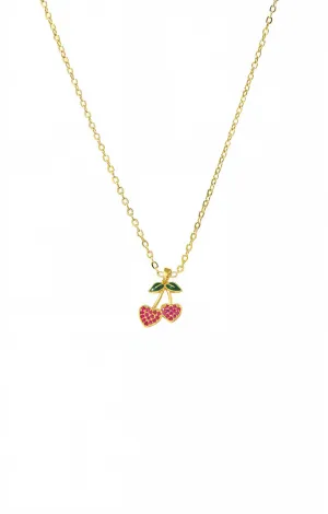 Red Pave Cherry Hearts Pendant Necklace