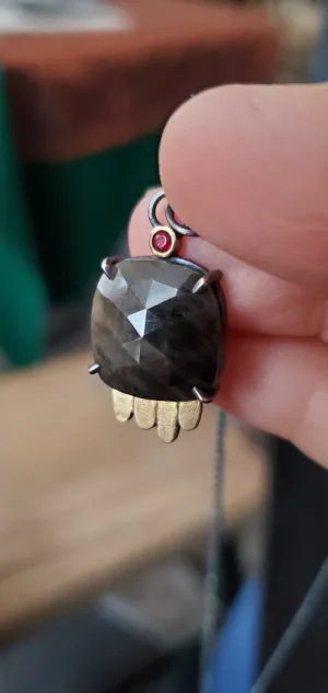 Renee Ford Metals SS/18K Chocolate Sapphire w/Garnet