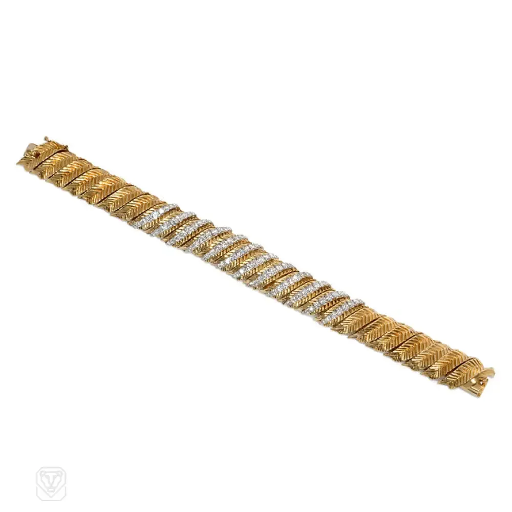 Ribbed gold and diamond bracelet, Hammerman Bros.