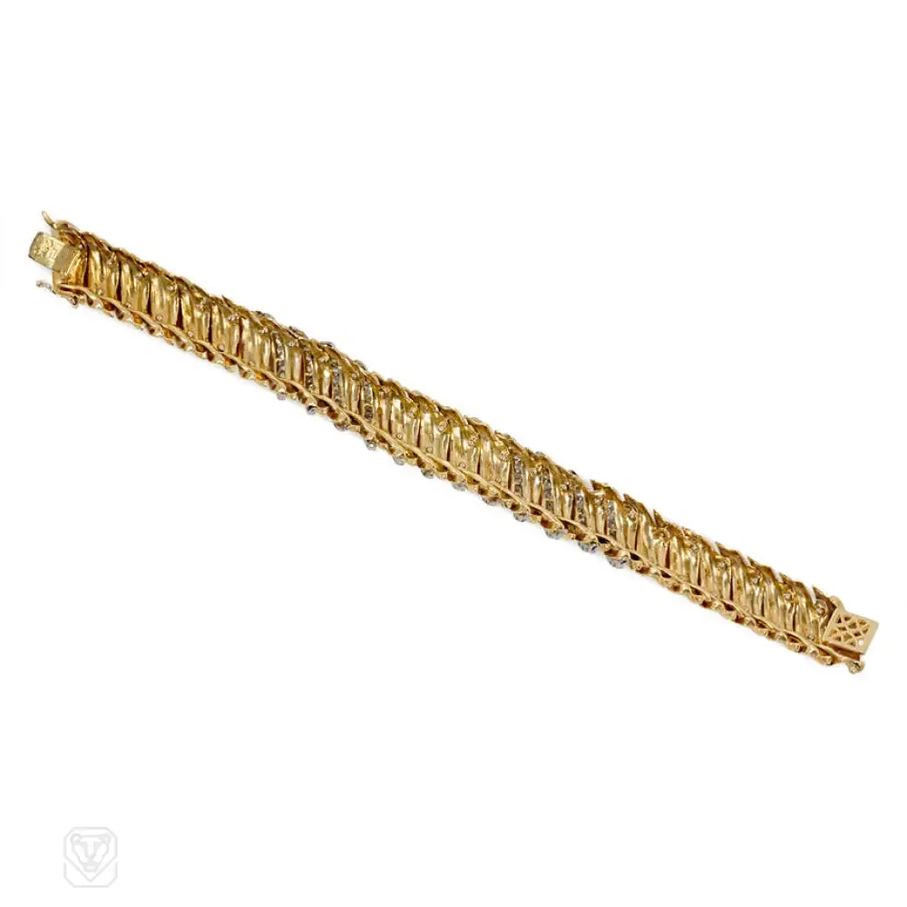 Ribbed gold and diamond bracelet, Hammerman Bros.