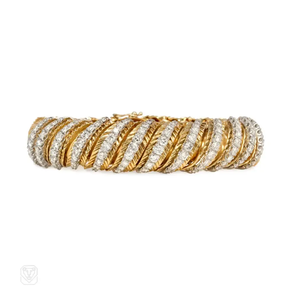 Ribbed gold and diamond bracelet, Hammerman Bros.