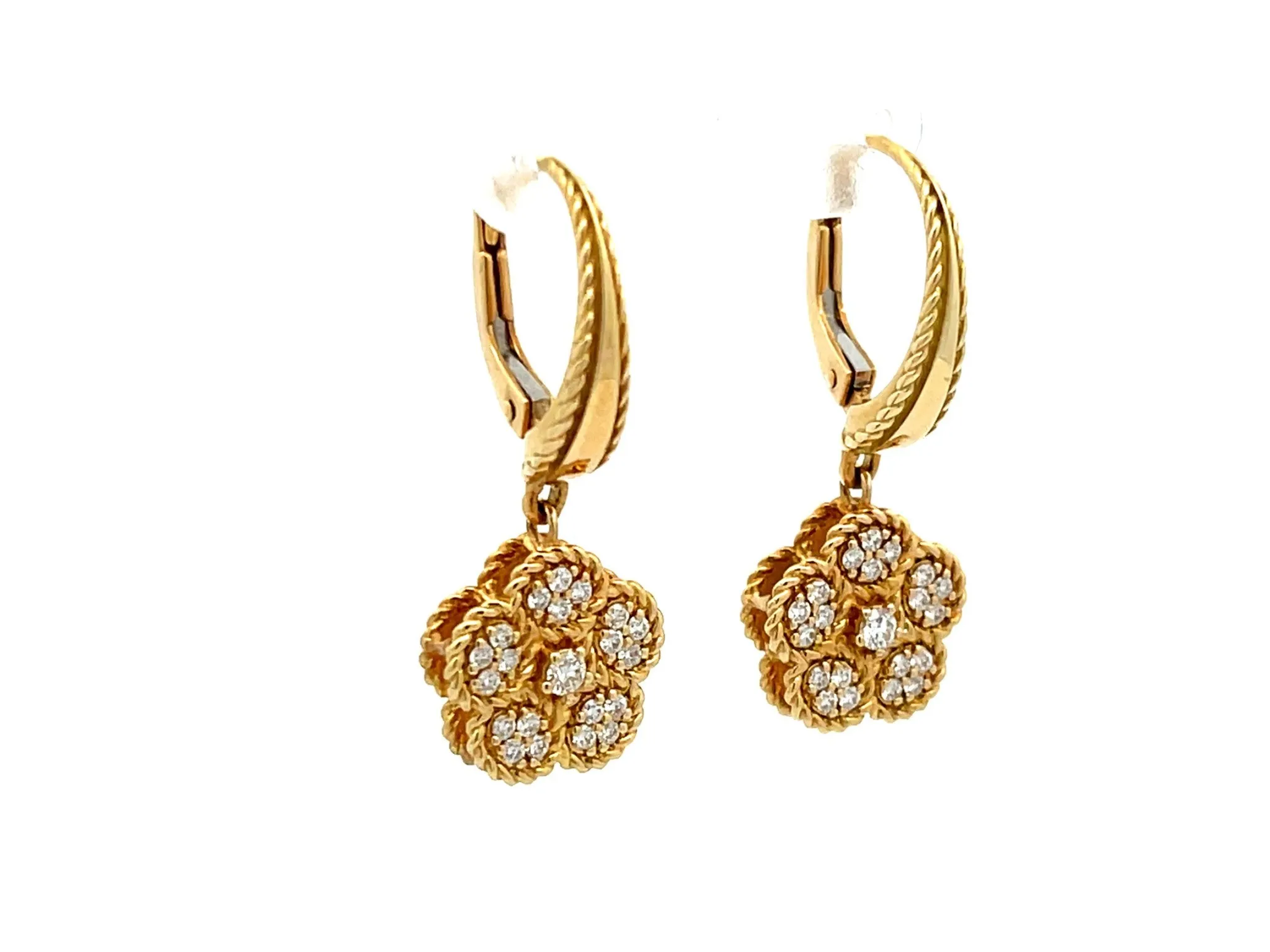 Roberto Coin Diamond Daisy Drop Earrings in 18k Yellow Gold