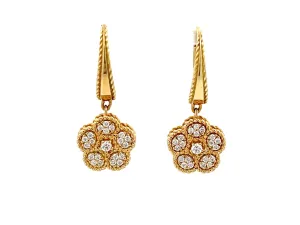Roberto Coin Diamond Daisy Drop Earrings in 18k Yellow Gold