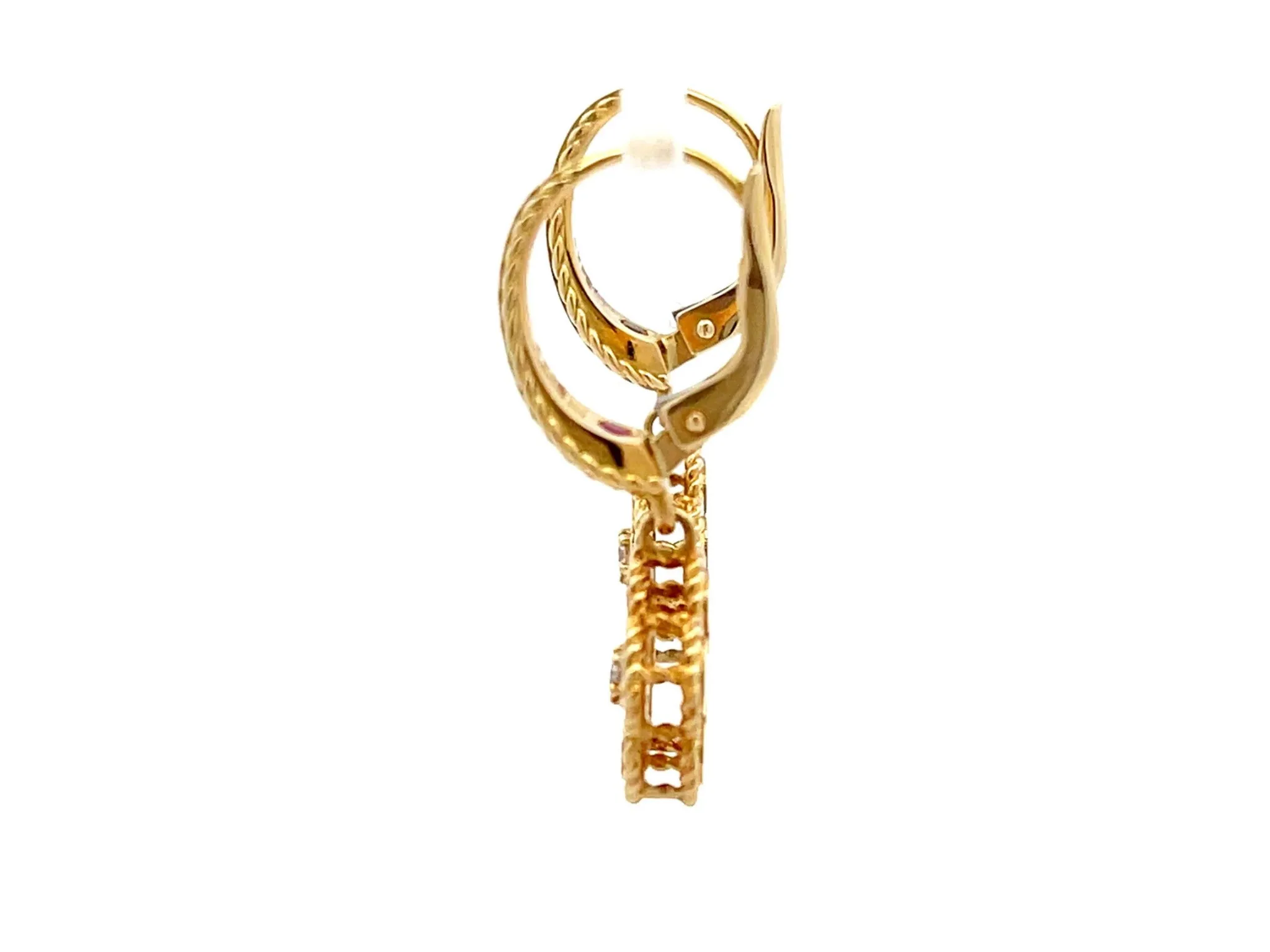 Roberto Coin Diamond Daisy Drop Earrings in 18k Yellow Gold