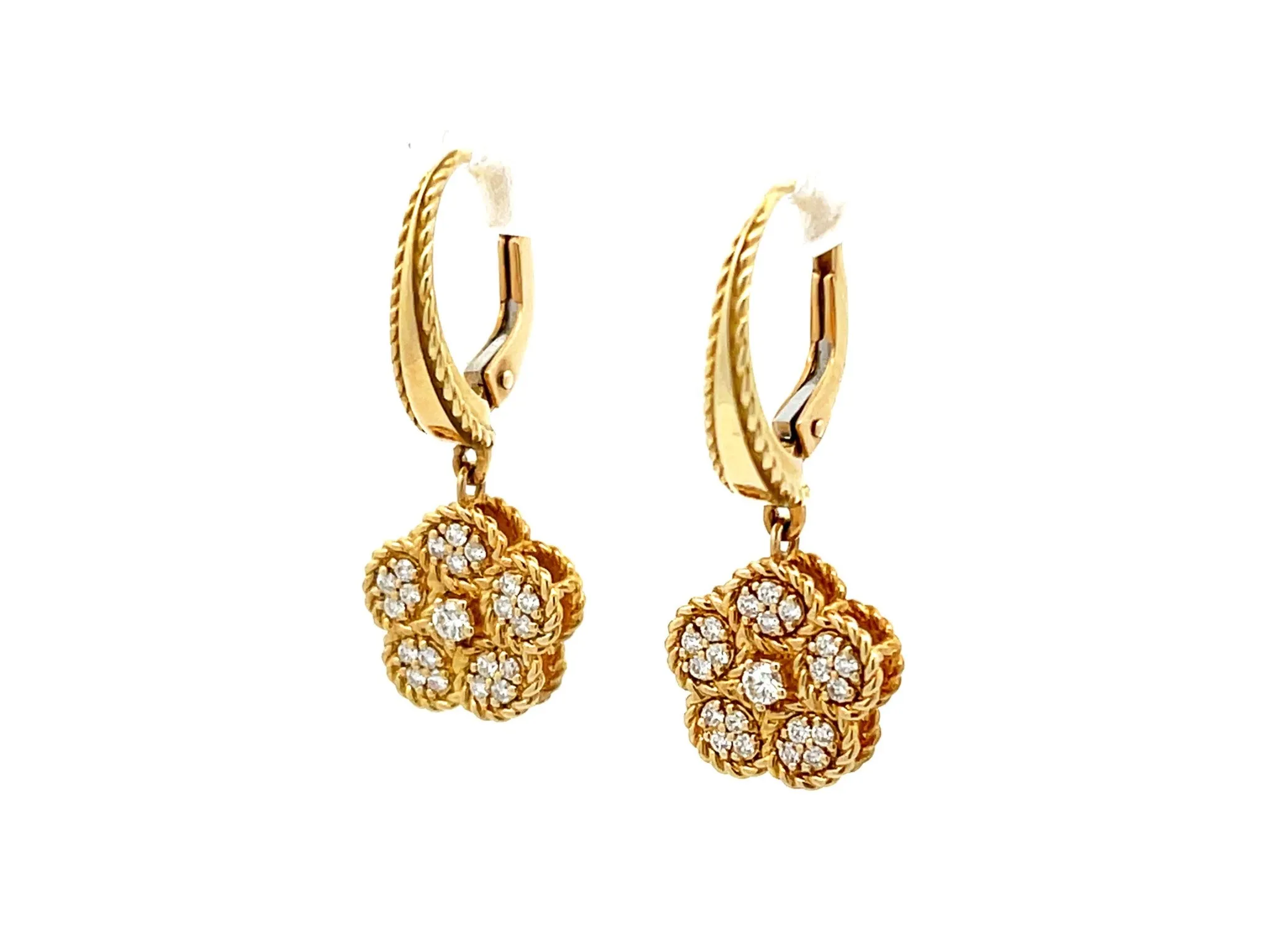 Roberto Coin Diamond Daisy Drop Earrings in 18k Yellow Gold