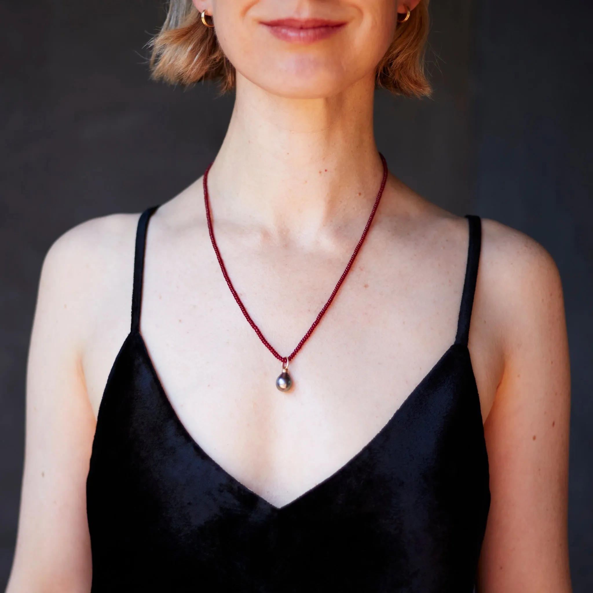 Rondelle Ruby Necklace 18K Yellow Gold, 20"