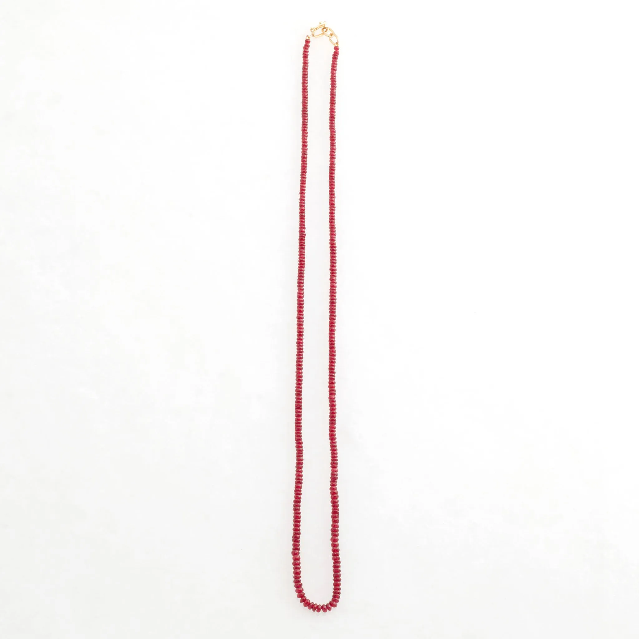 Rondelle Ruby Necklace 18K Yellow Gold, 20"