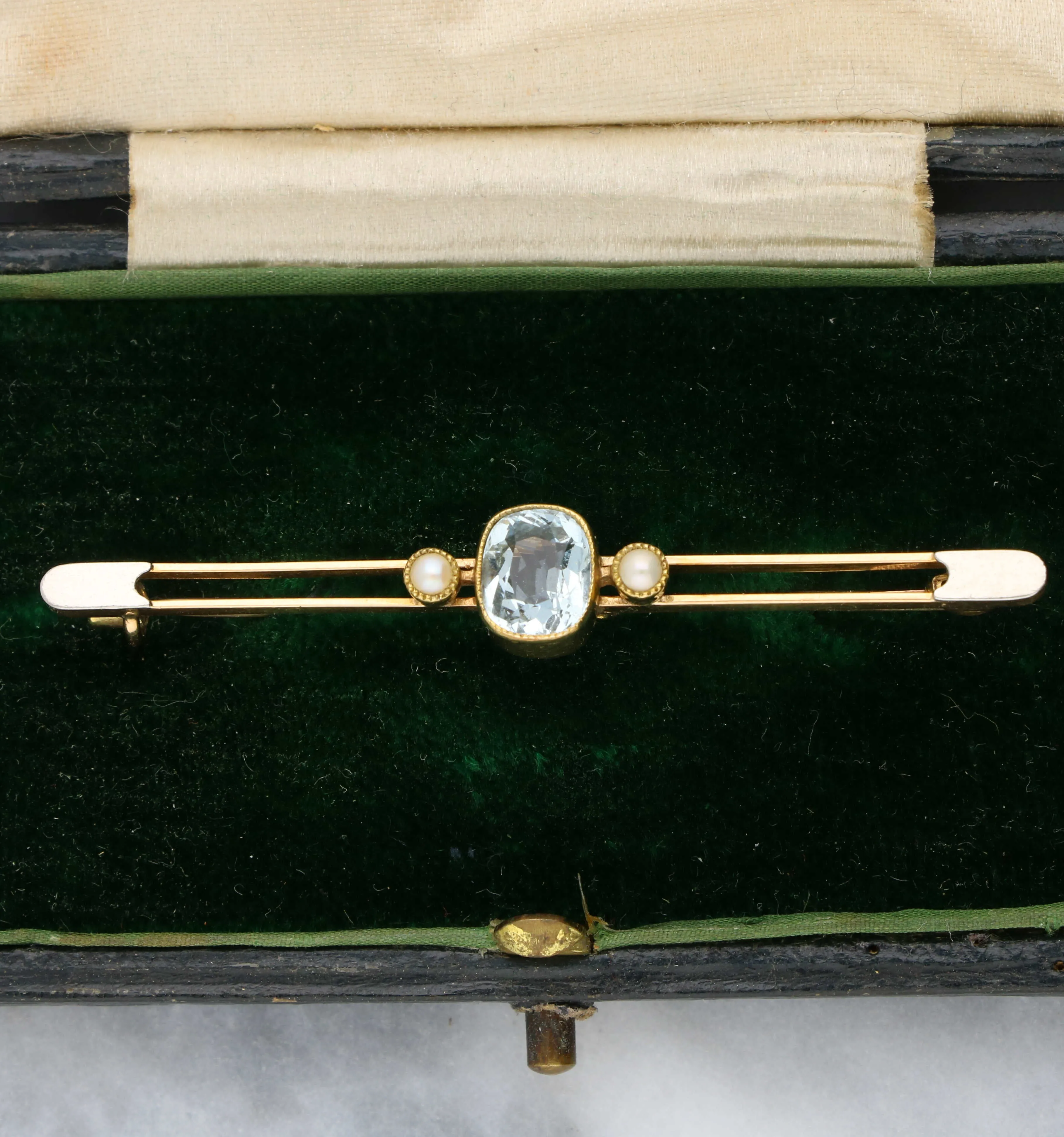 rose gold aquamarine and pearl brooch