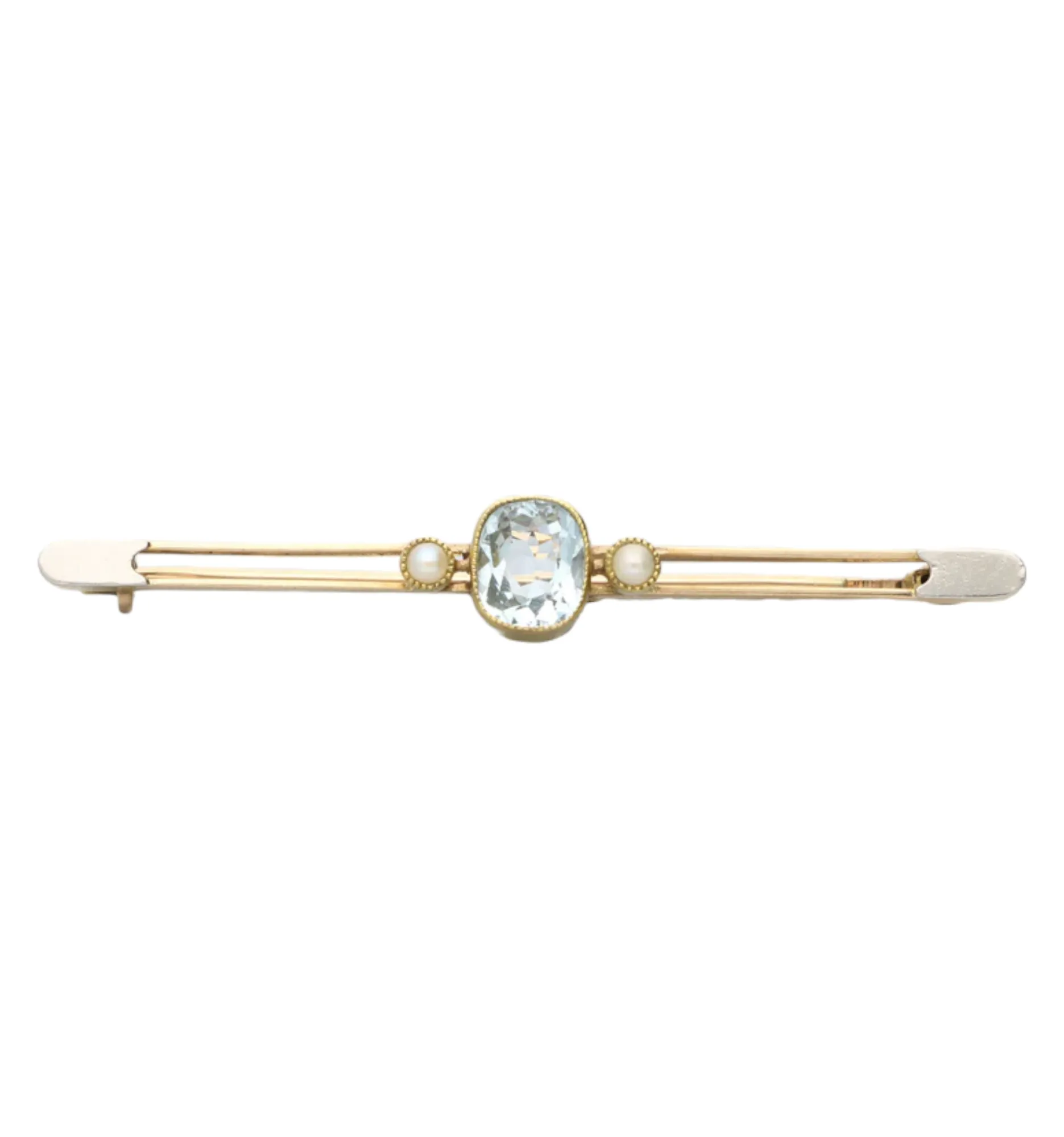 rose gold aquamarine and pearl brooch