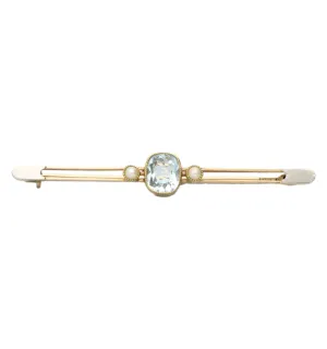 rose gold aquamarine and pearl brooch