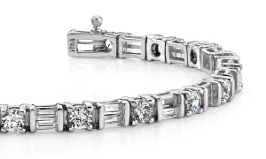 Round And Baguette Lab-Grown Diamond Bracelet with 5.51 ct.(finished) 3.5x1.5mm, 3.5mm