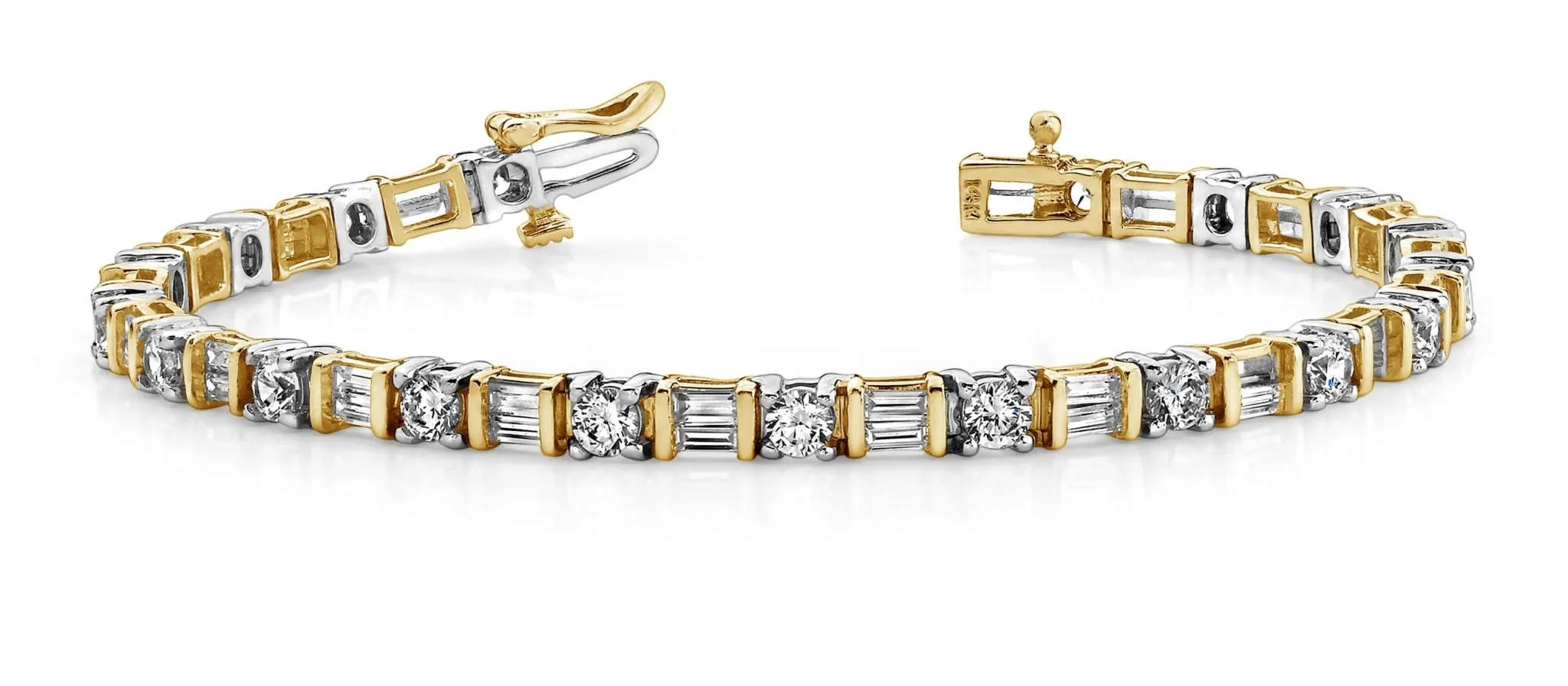 Round And Baguette Lab-Grown Diamond Bracelet with 5.51 ct.(finished) 3.5x1.5mm, 3.5mm