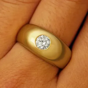 Round Lab Diamond Puffy Signet Ring